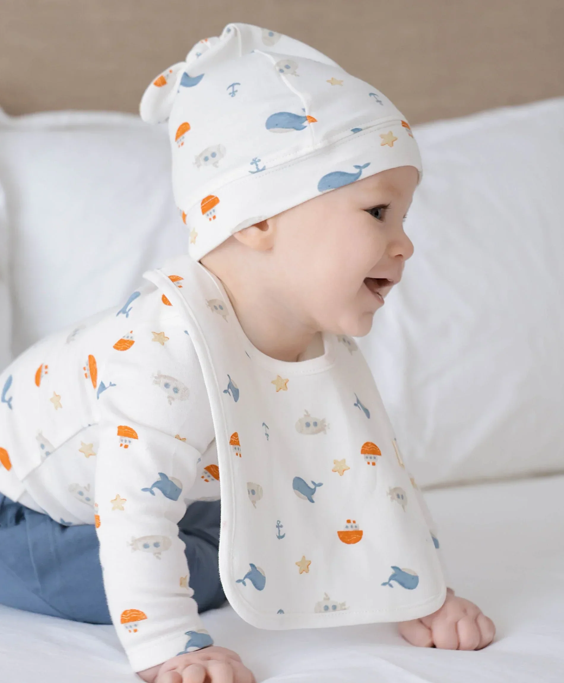 Organic Cotton Baby Bib - Sea - Image 3