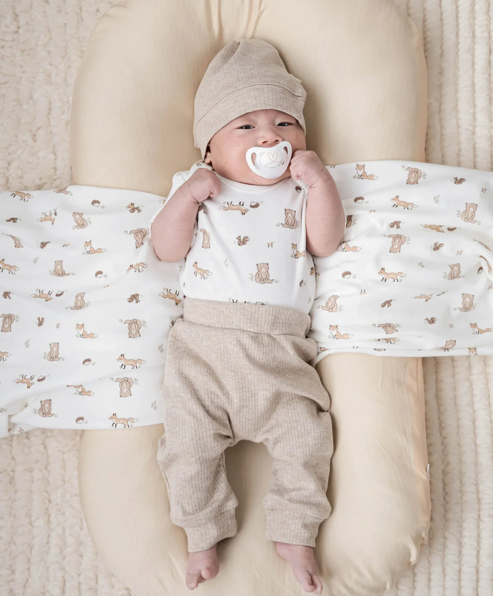 Organic Cotton Baby Swaddle Wrap - Bear & Fox - Image 3