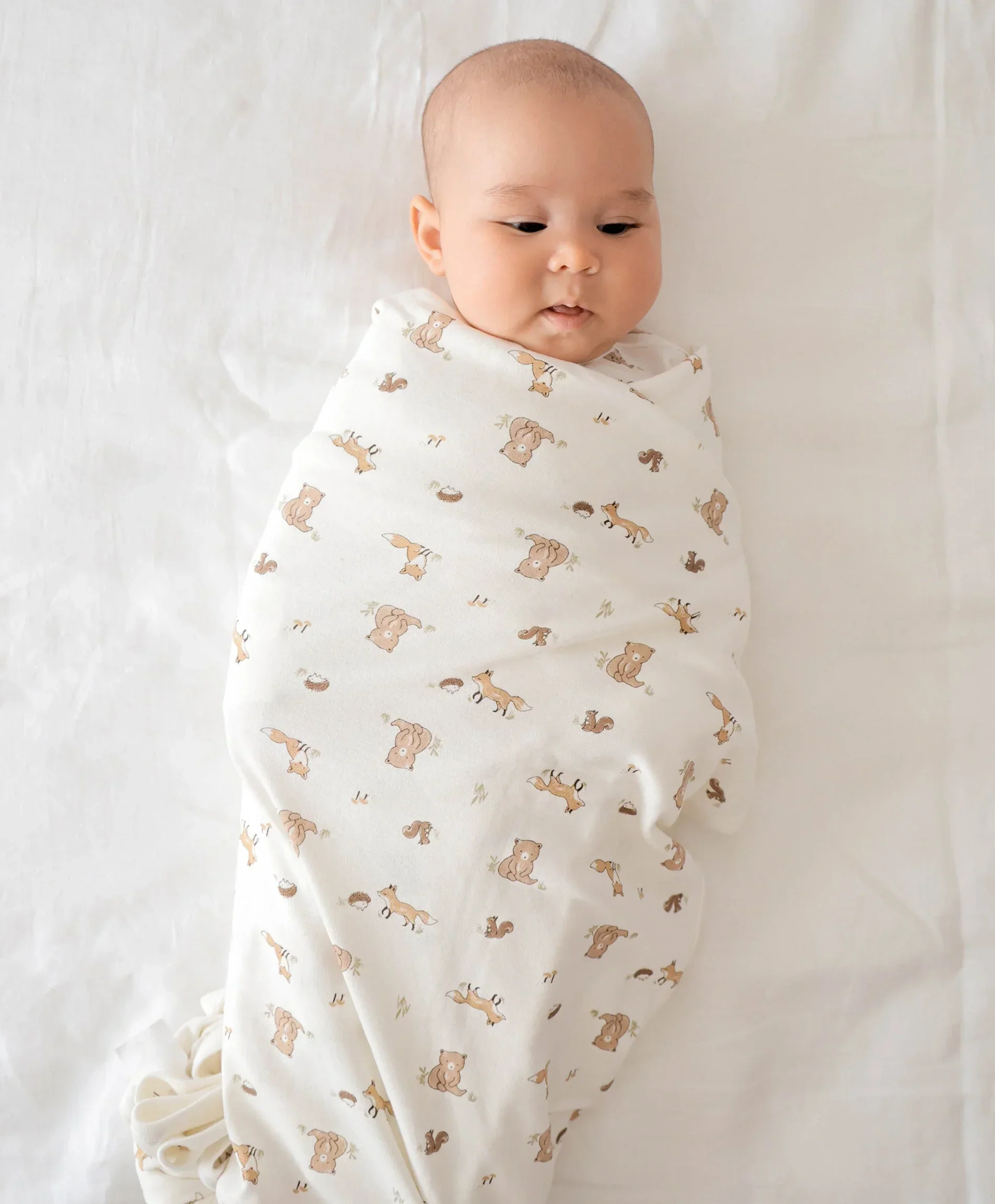 Organic Cotton Baby Swaddle Wrap - Bear & Fox - Image 5