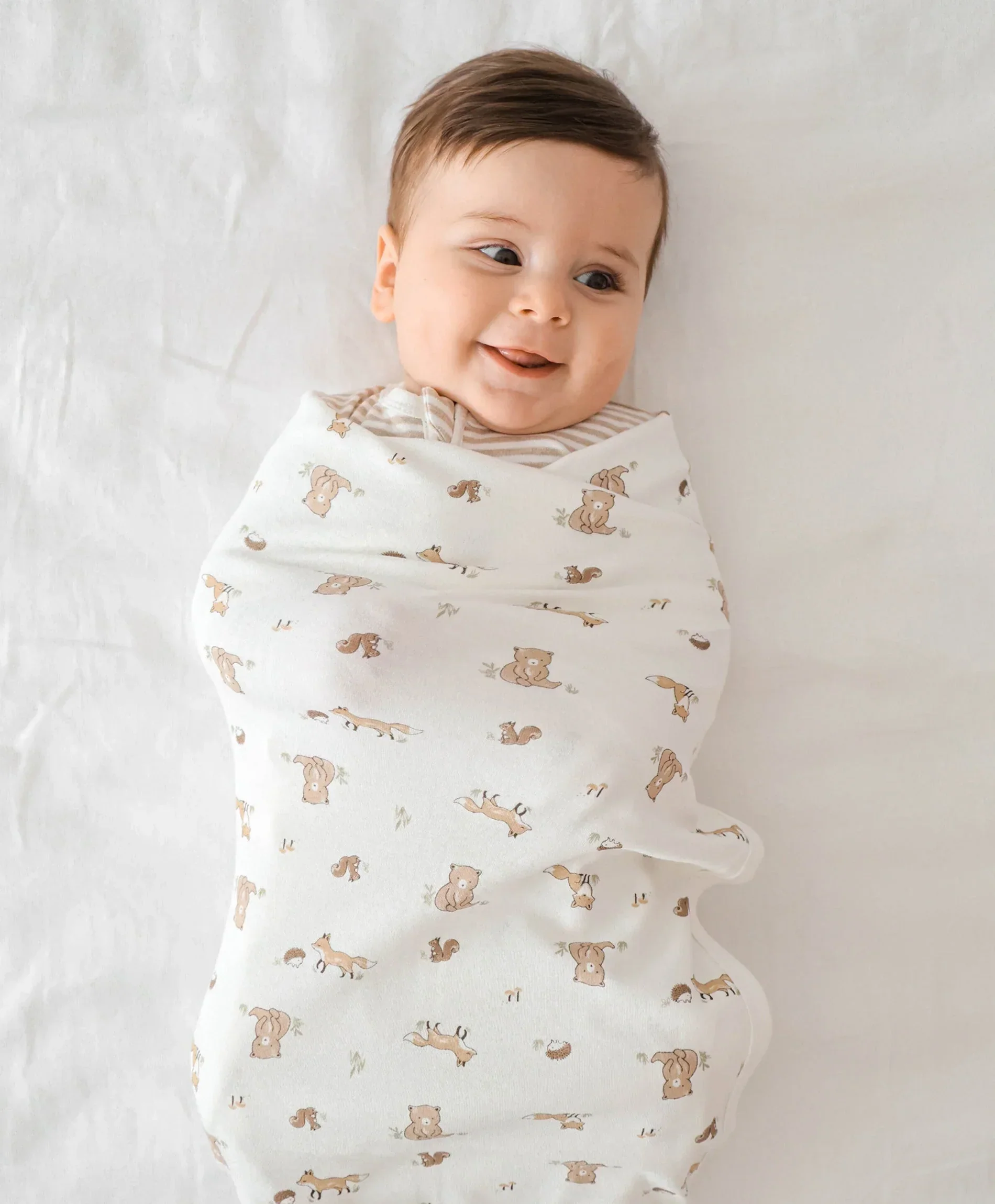 Organic Cotton Baby Swaddle Wrap - Bear & Fox - Image 6