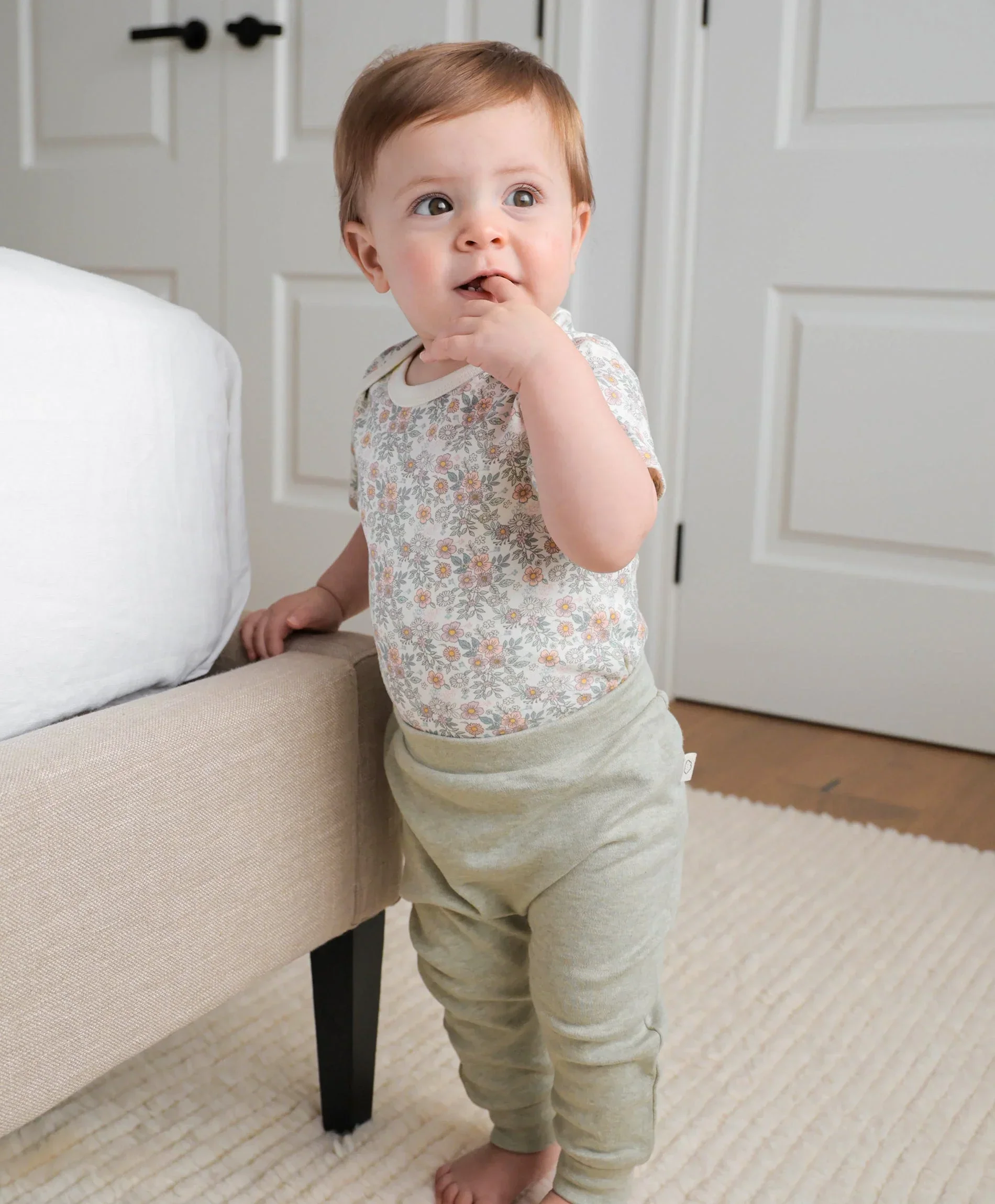Organic Cotton Leggings - Heather Sage Green - Image 5