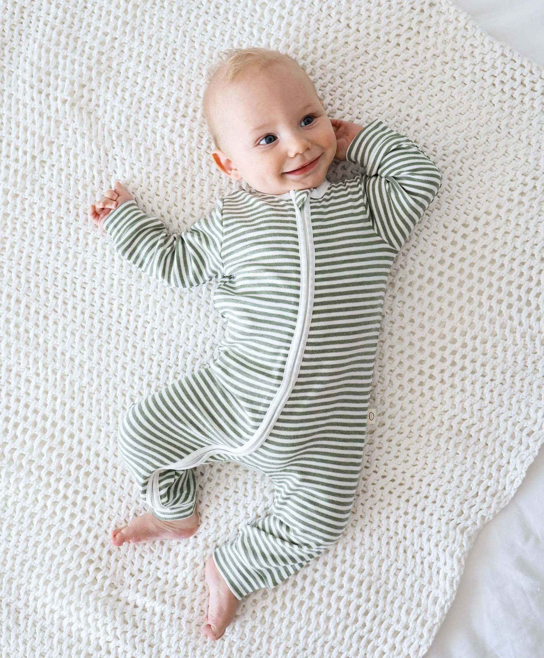 Organic Cotton Growsuit - Forest Green Stripes - Image 3