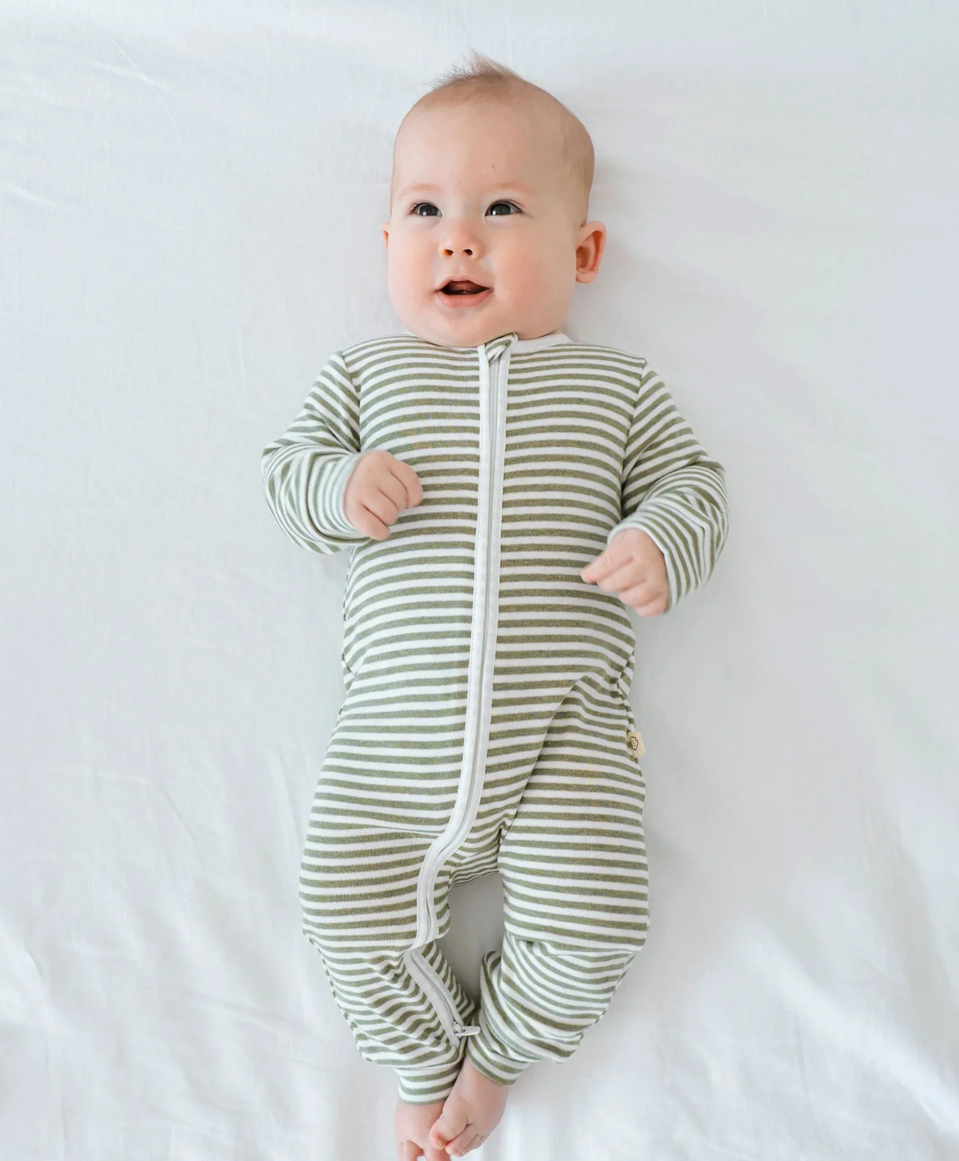 Organic Cotton Growsuit - Forest Green Stripes - Image 8