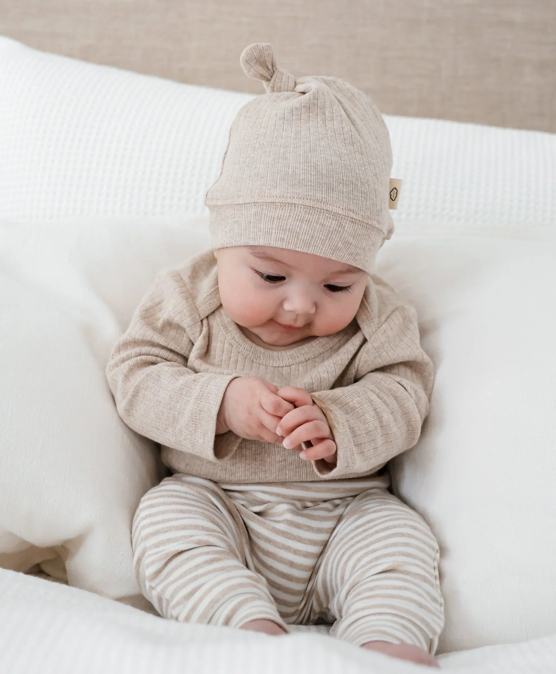 Organic Cotton Beanie - Heather Oat - Image 3