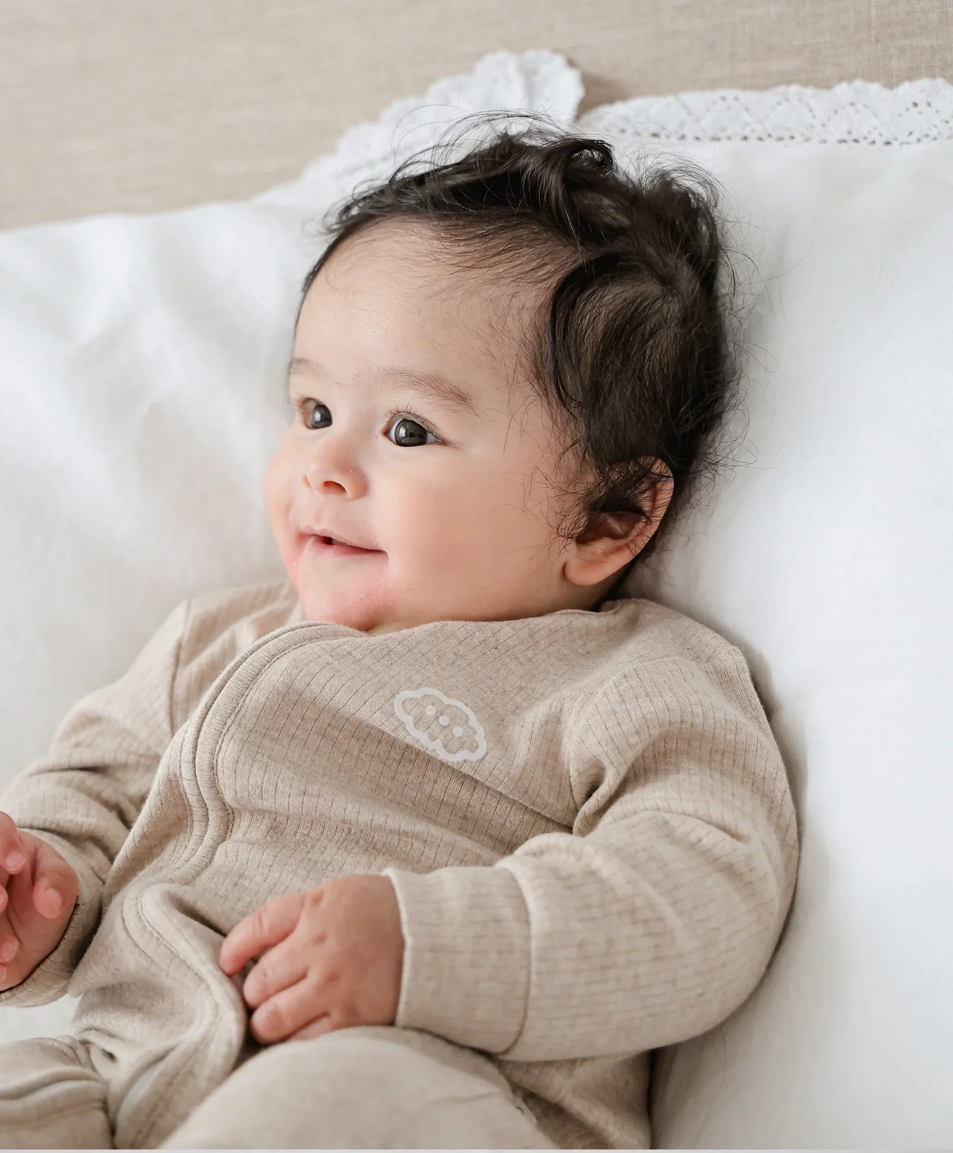 Organic Cotton Zip Growsuit - Heather Oat - Image 3