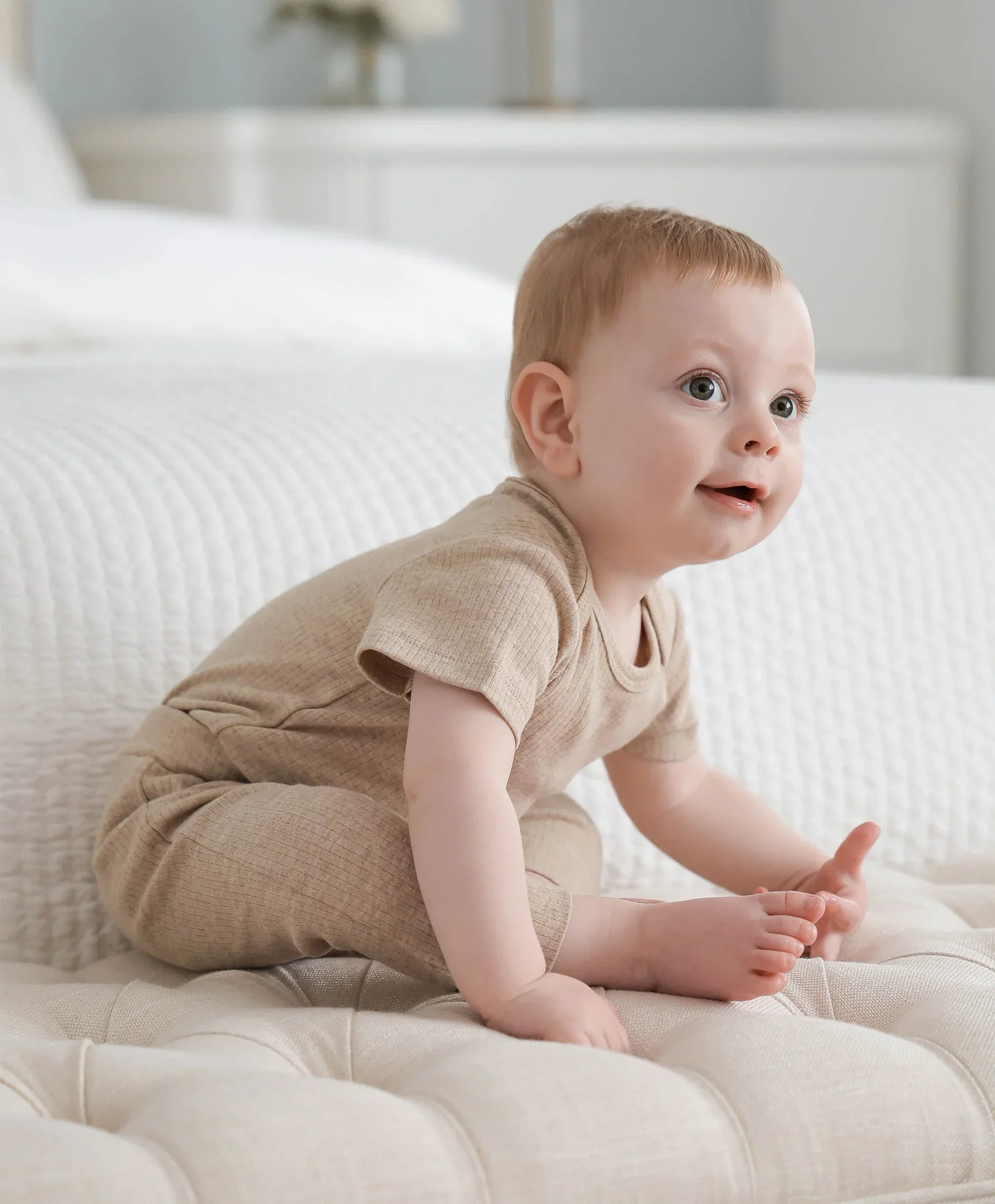 Organic Cotton Leggings - Heather Oat - Image 3