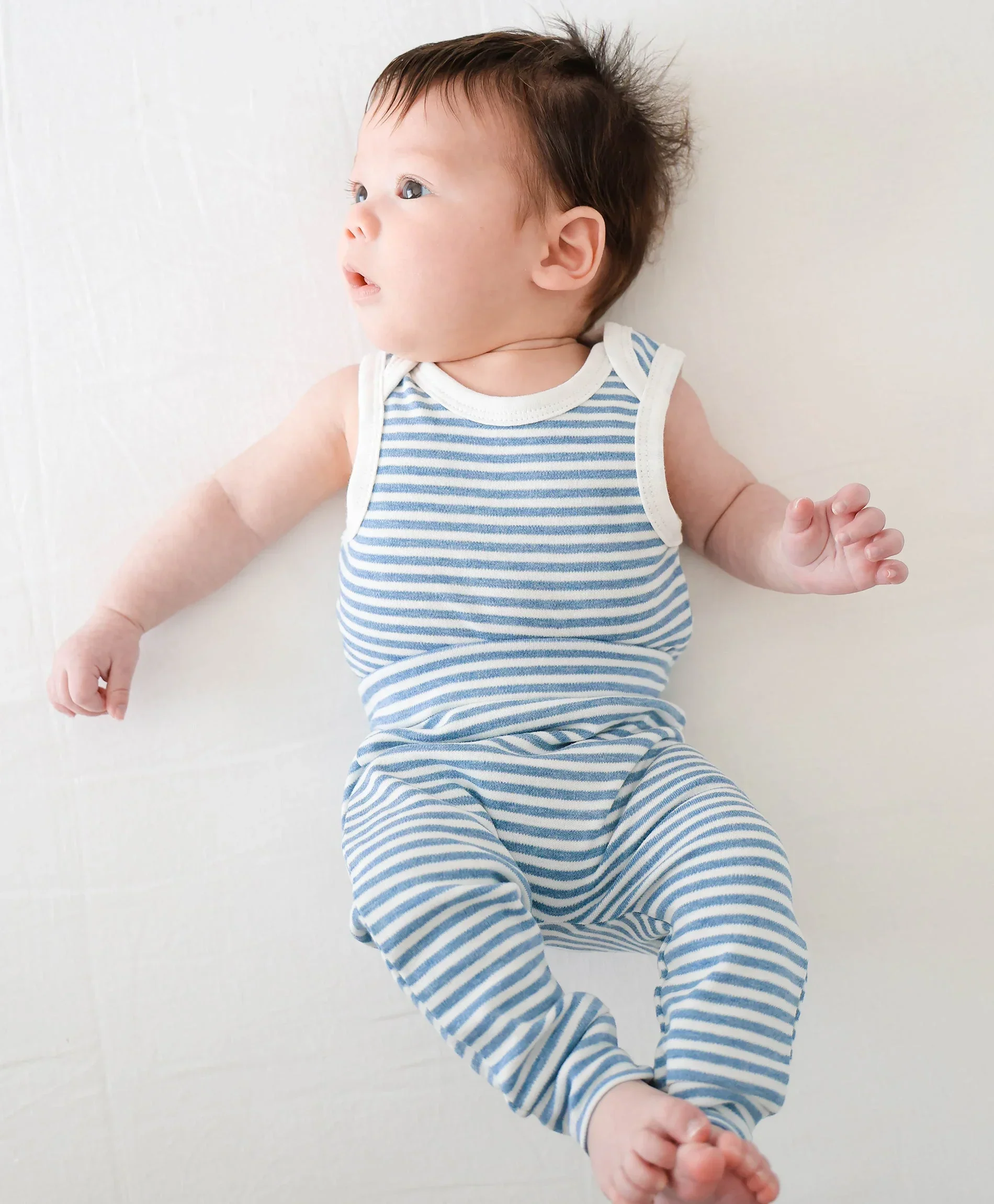 Organic Cotton Leggings - Blue Stripes - Image 5