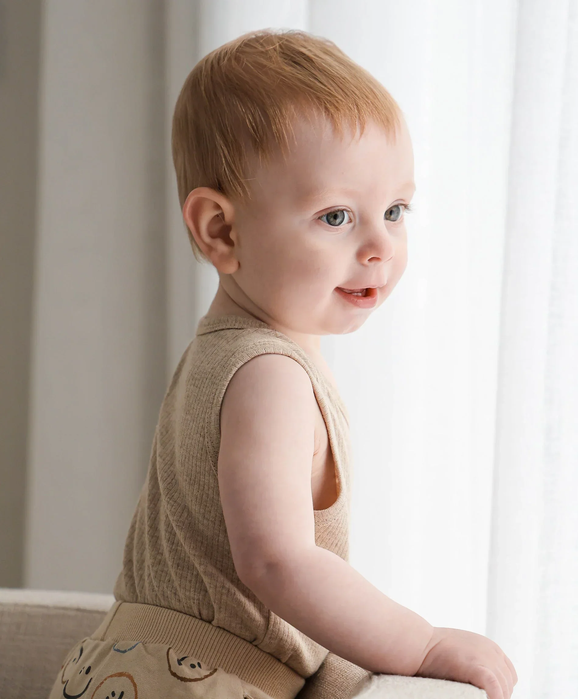 Organic Cotton Singlet Bodysuit - Heather Oat - Image 4