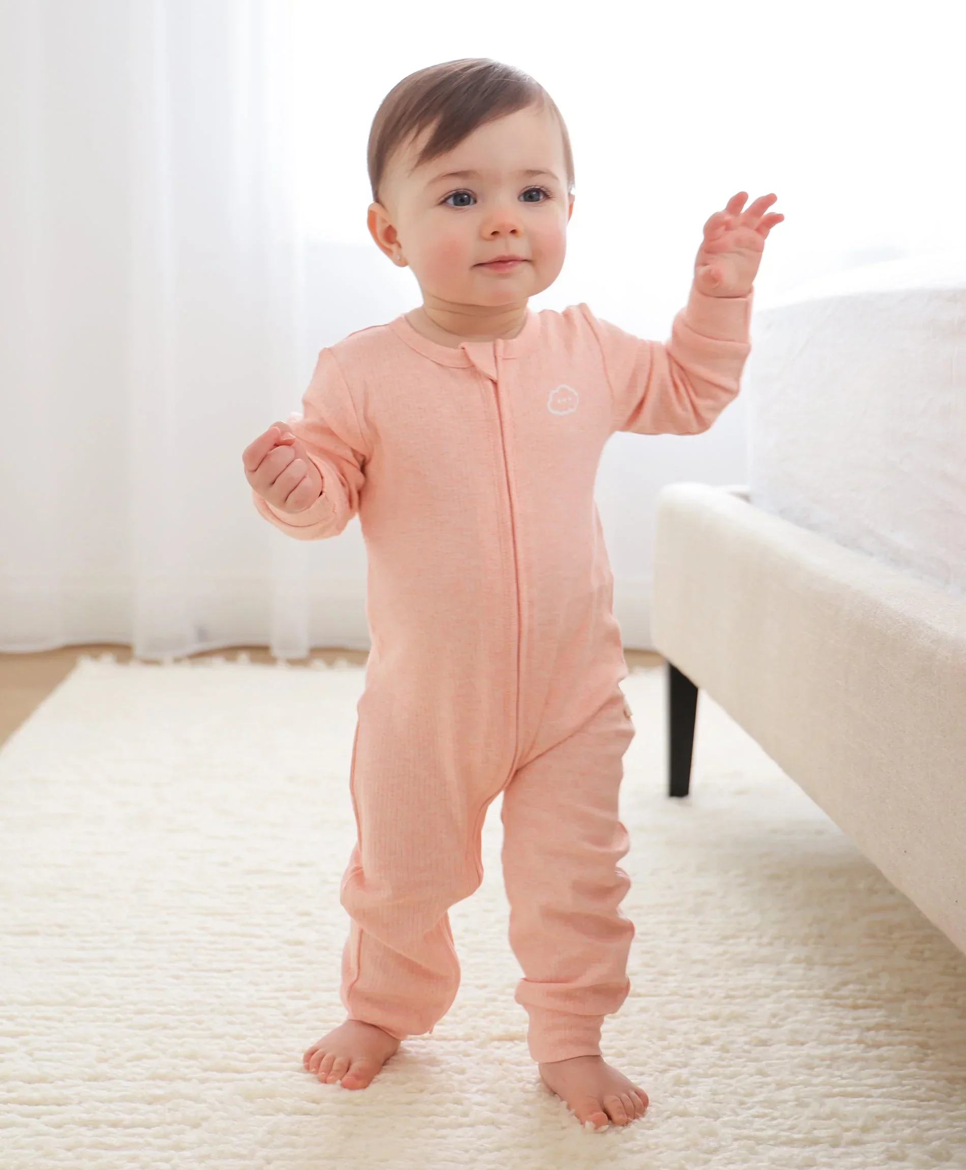 Organic Cotton Growsuit - Heather Pink - Image 3