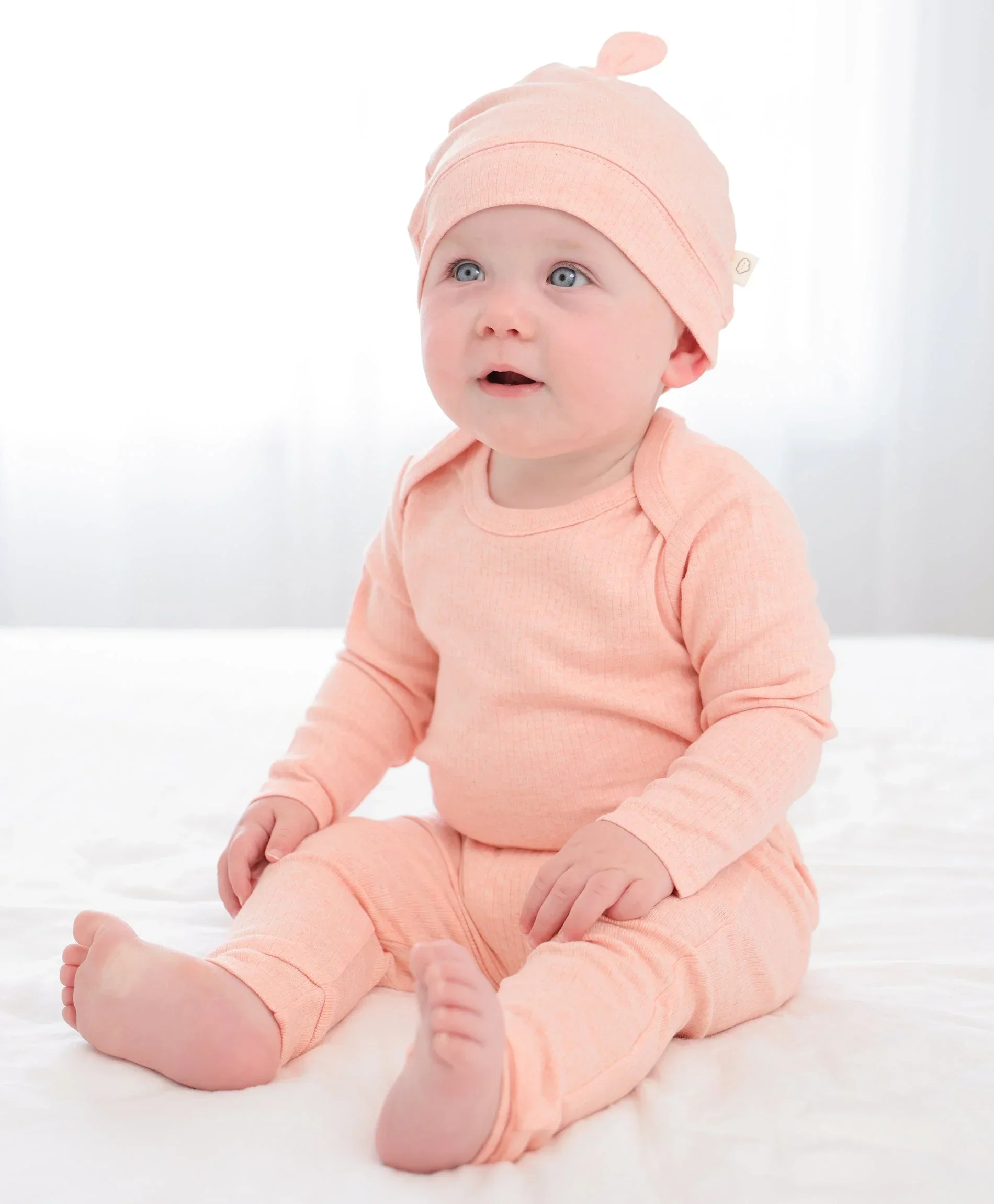 Organic Cotton Long Sleeve Bodysuit - Heather Pink - Image 3