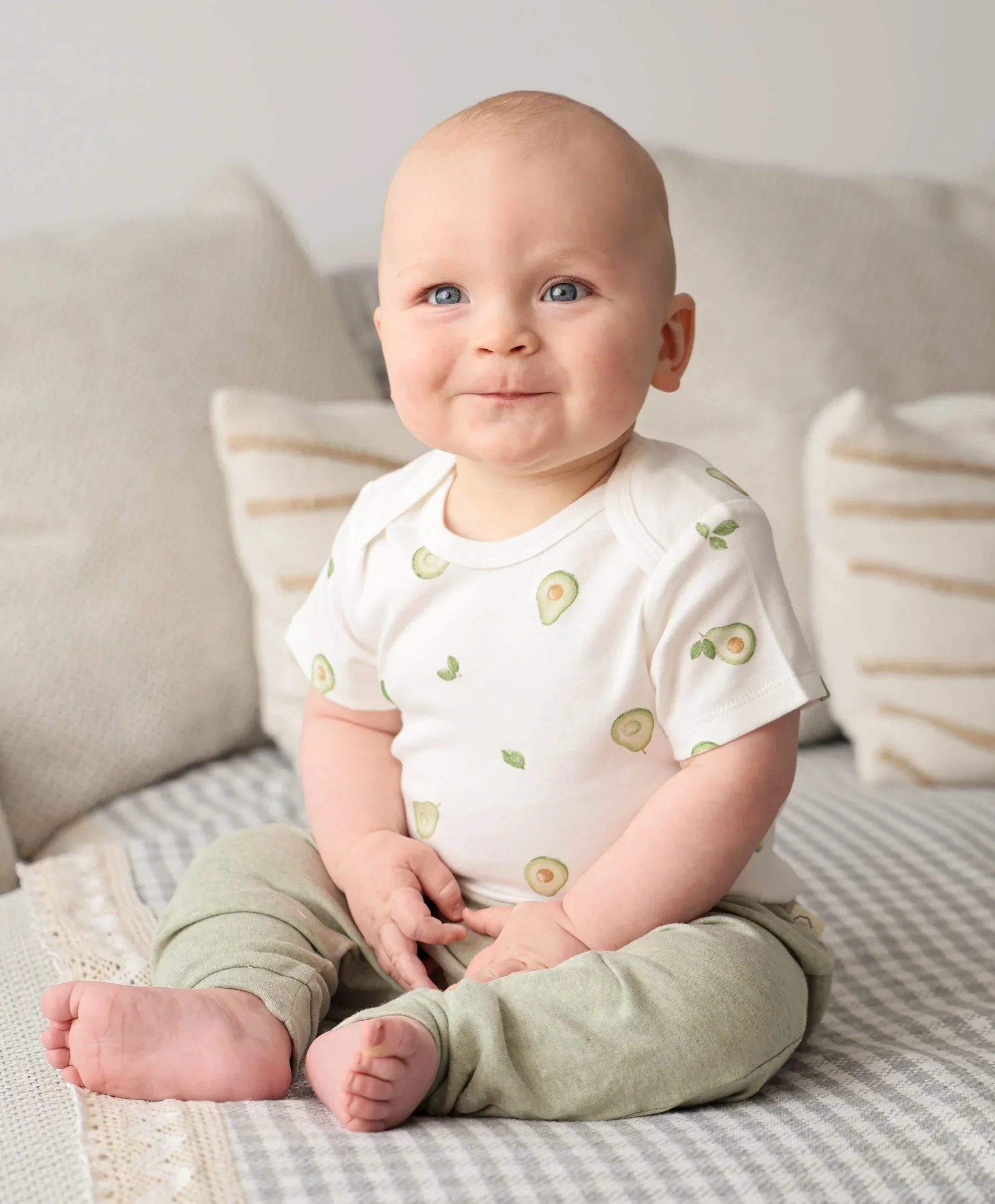 Organic Cotton Baby Short Sleeve Bodysuit - Avocados - Image 3
