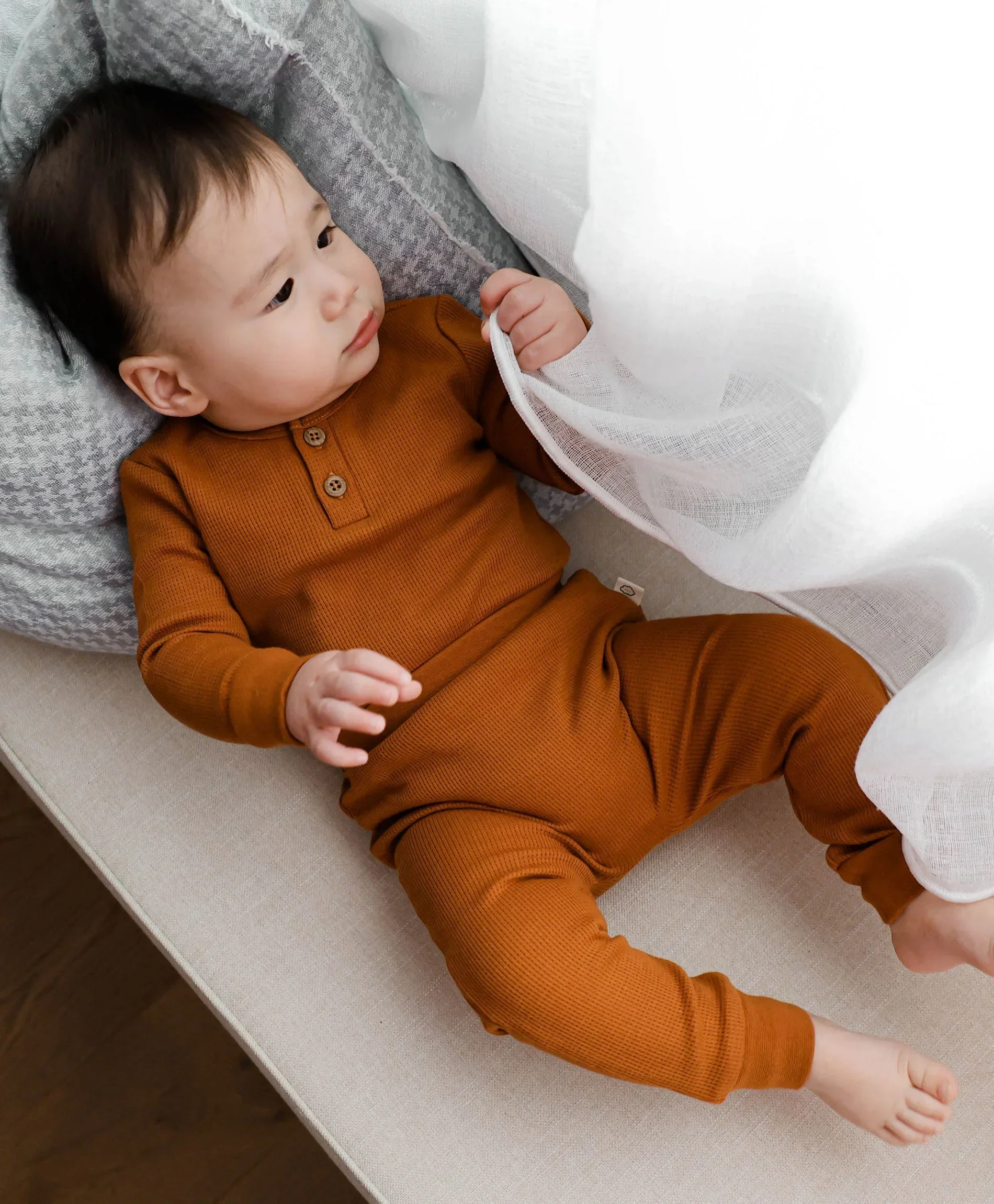 Organic Cotton Waffle Leggings - Ginger