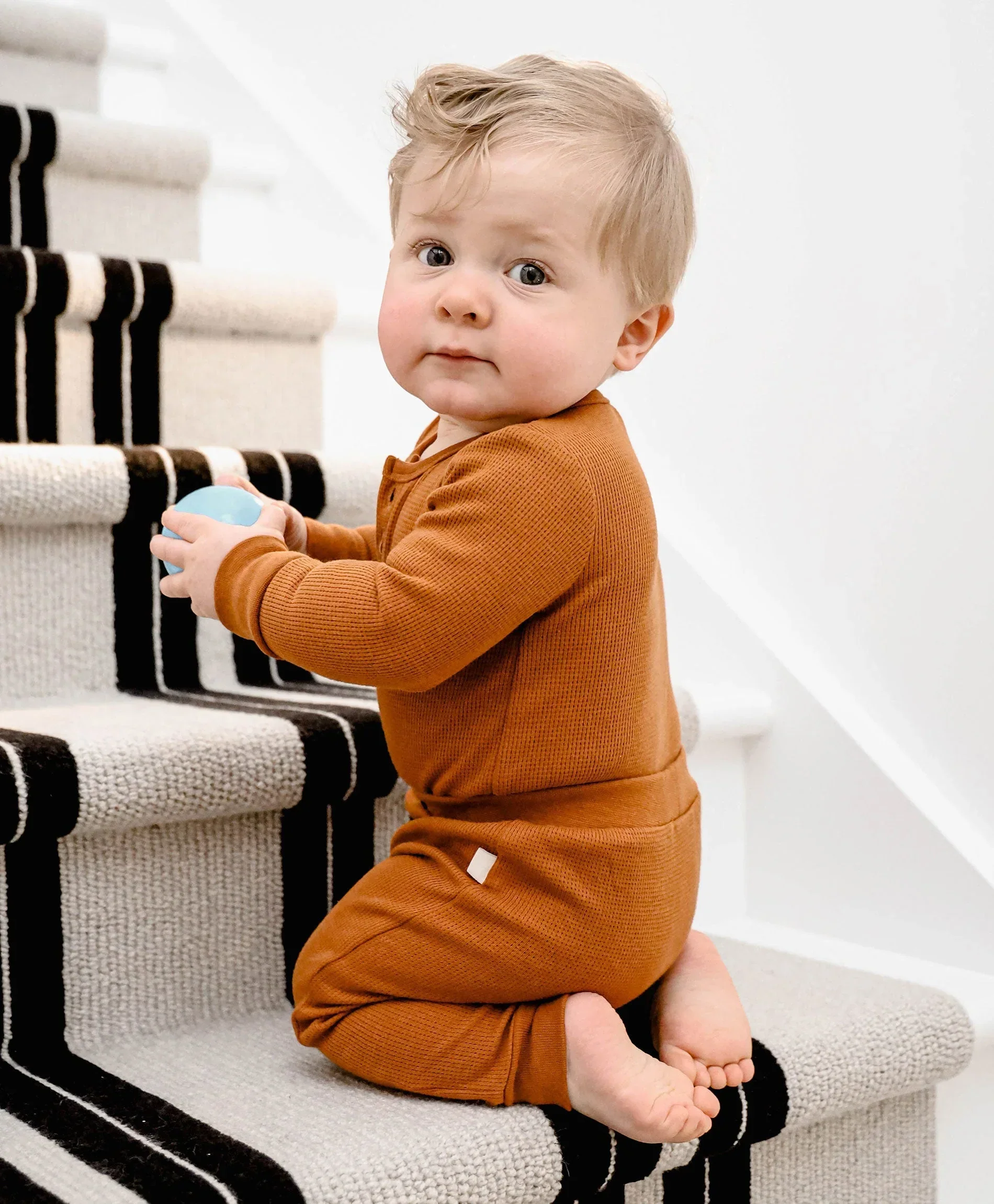 Organic Cotton Waffle Leggings - Ginger - Image 3