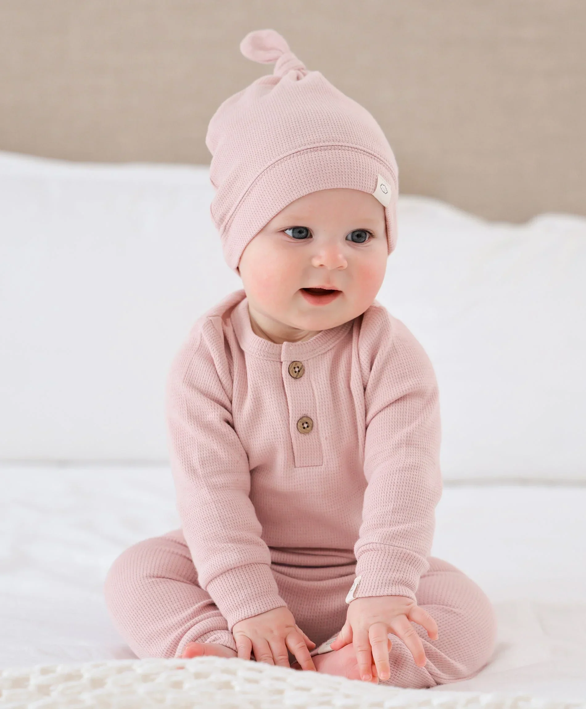 Organic Cotton Waffle Long Sleeve Bodysuit - Lavender - Image 4